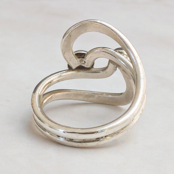 Hand‑Made Modernist Sterling Bypass Ring | Size 5 ¾ | Abstract Orb Design - Picture 6 of 10